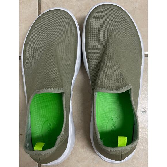 OOFOS Women's OOMG EEZEE Low shoe slip-on taupe canvas size 8 - Picture 5 of 8